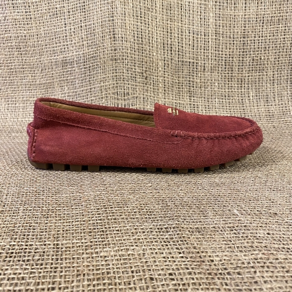 Coach slip-on loafer driving shoe flats suede leather amber red women's 7.5B - Picture 4 of 10